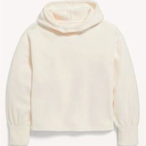 Girls Old Navy hooded microfleece white pullover sweater, Size M (8)